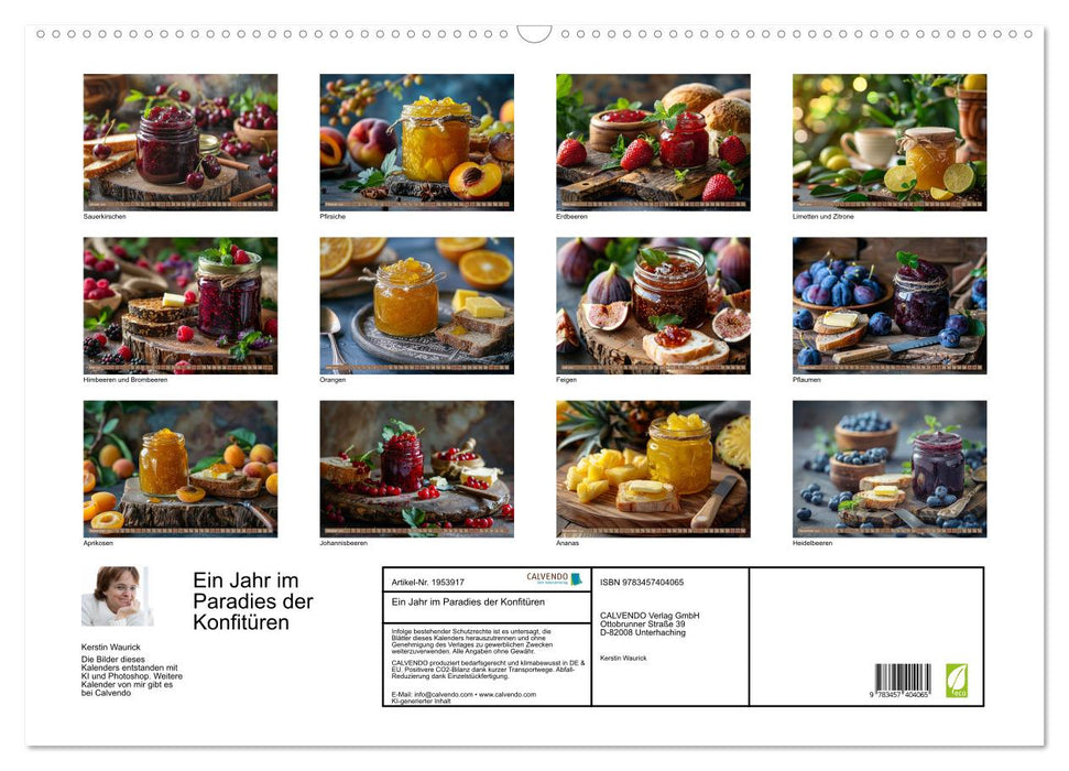 Ein Jahr im Paradies der Konfitüren (CALVENDO Wandkalender 2026)