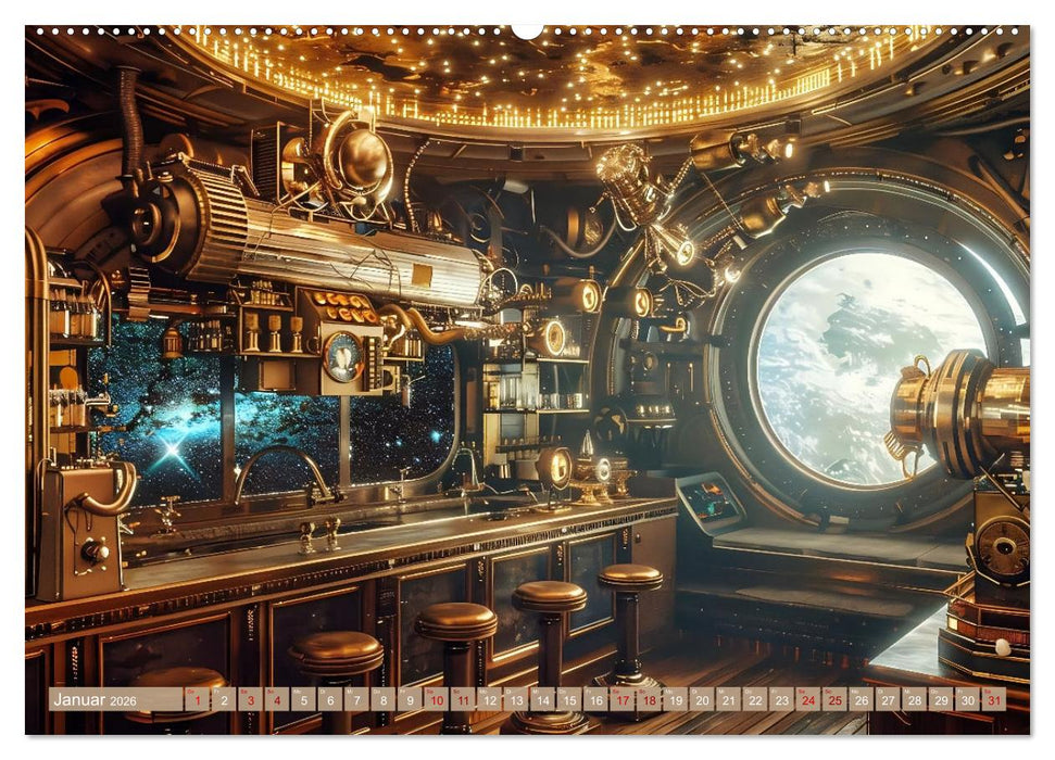 Steampunk im Weltall (CALVENDO Premium Wandkalender 2026)