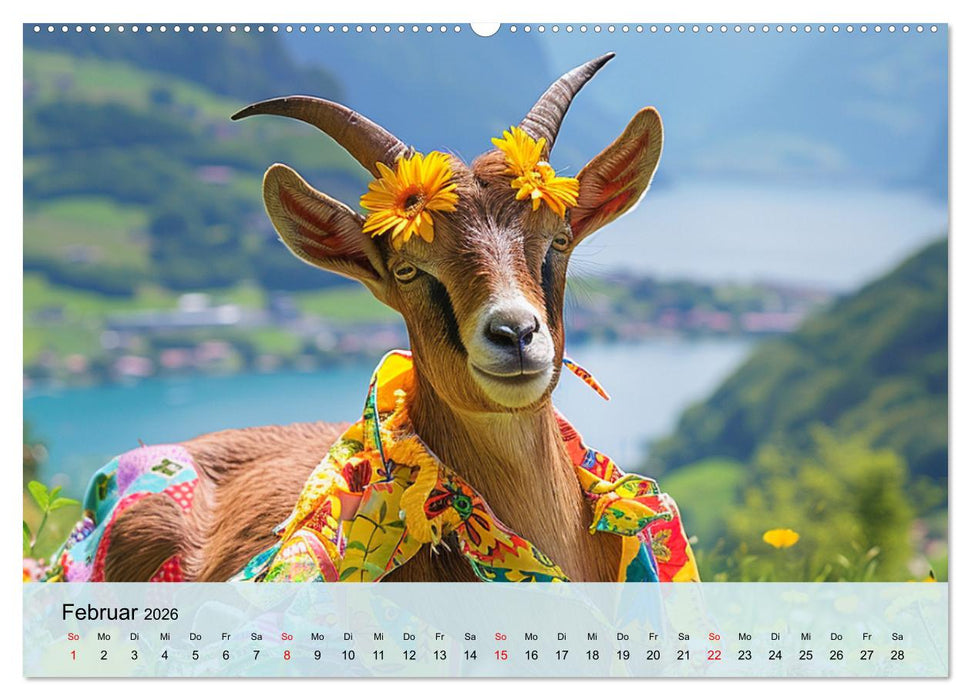 Ziegen im Modezauber. Ein alpiner Fashion-Marathon (CALVENDO Premium Wandkalender 2026)