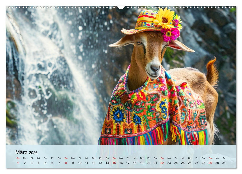 Ziegen im Modezauber. Ein alpiner Fashion-Marathon (CALVENDO Premium Wandkalender 2026)