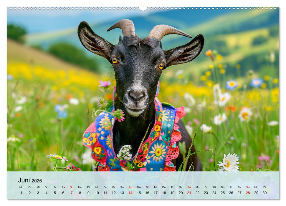 Ziegen im Modezauber. Ein alpiner Fashion-Marathon (CALVENDO Premium Wandkalender 2026)