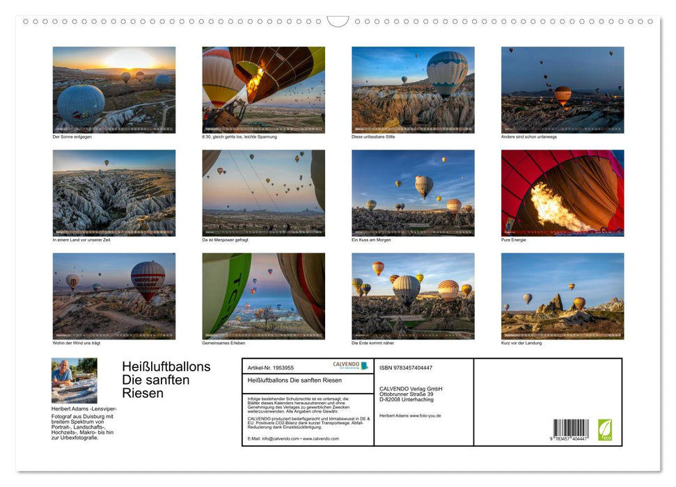 Heißluftballons Die sanften Riesen (CALVENDO Wandkalender 2026)