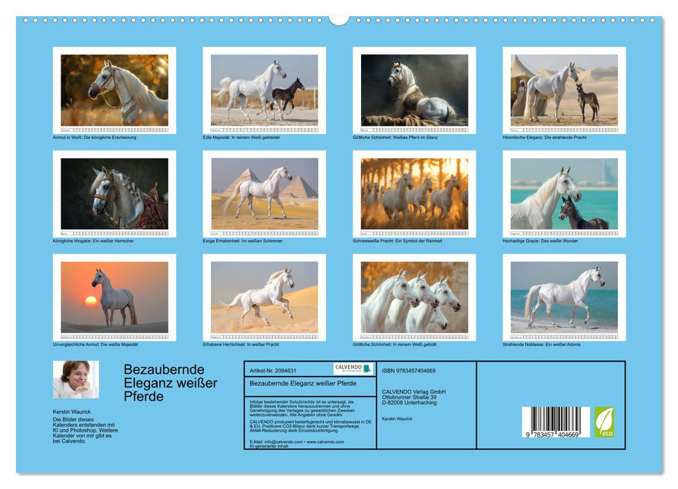 Bezaubernde Eleganz weißer Pferde (CALVENDO Premium Wandkalender 2026)