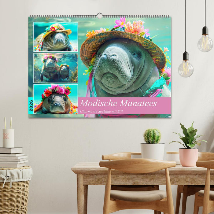 Modische Manatees. Charmante Seekühe mit Stil (CALVENDO Wandkalender 2026)