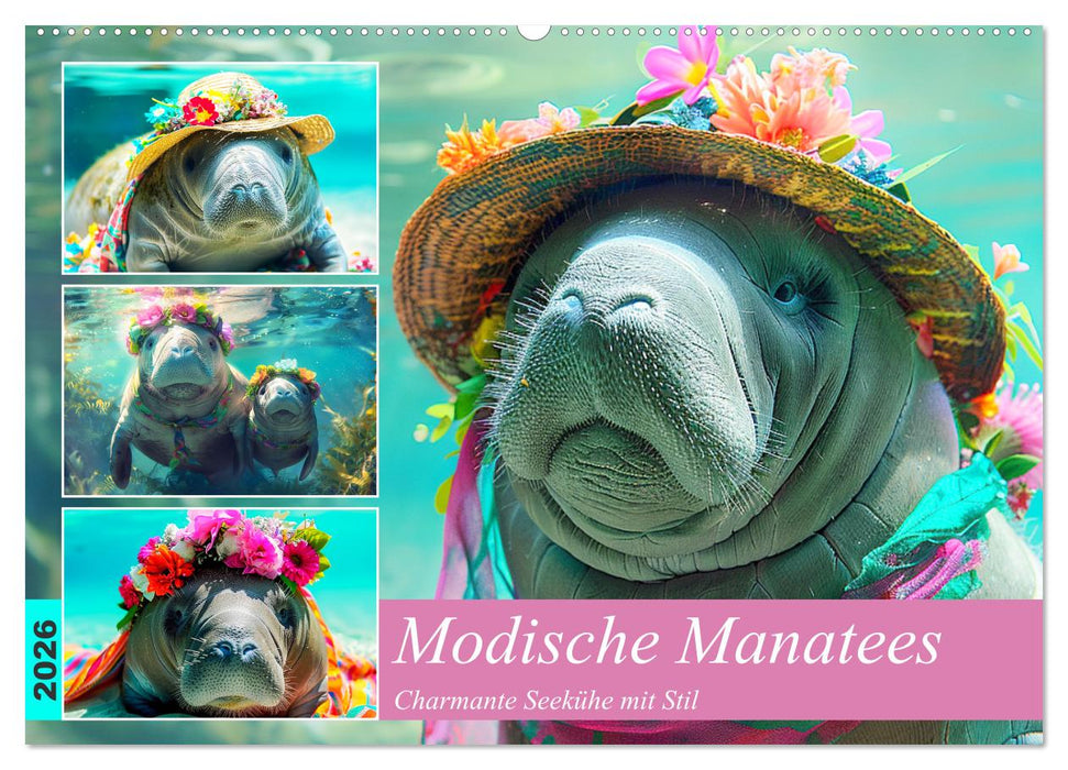 Modische Manatees. Charmante Seekühe mit Stil (CALVENDO Wandkalender 2026)