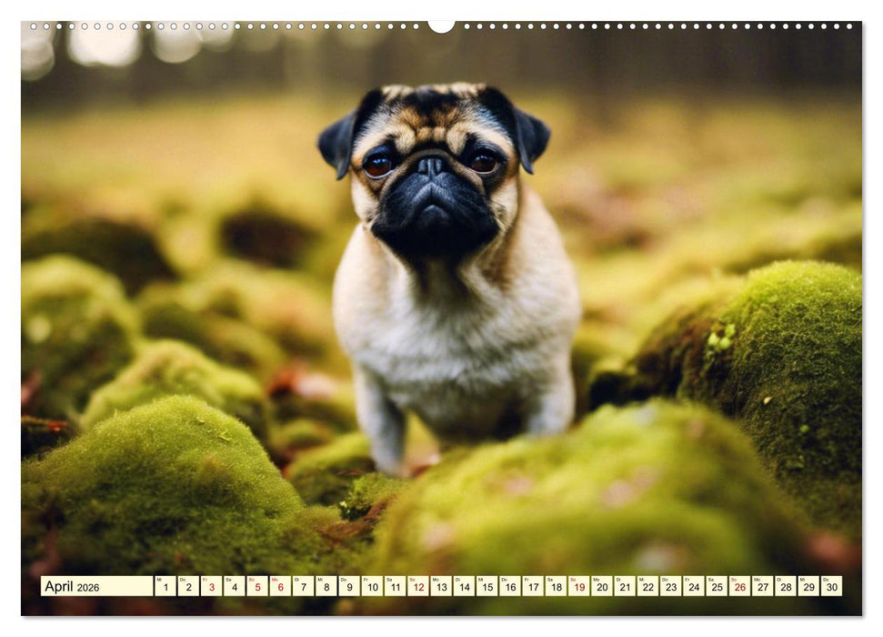 Möpse - quirlige Charmebolzen (CALVENDO Premium Wandkalender 2026)