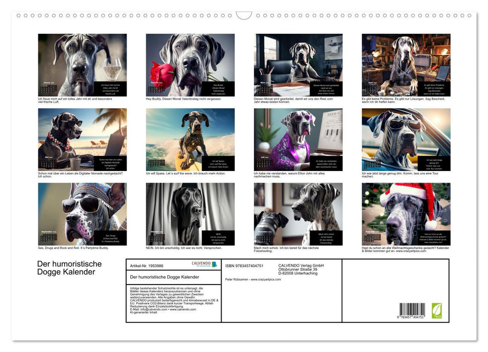 Der humoristische Dogge Kalender (CALVENDO Wandkalender 2026)