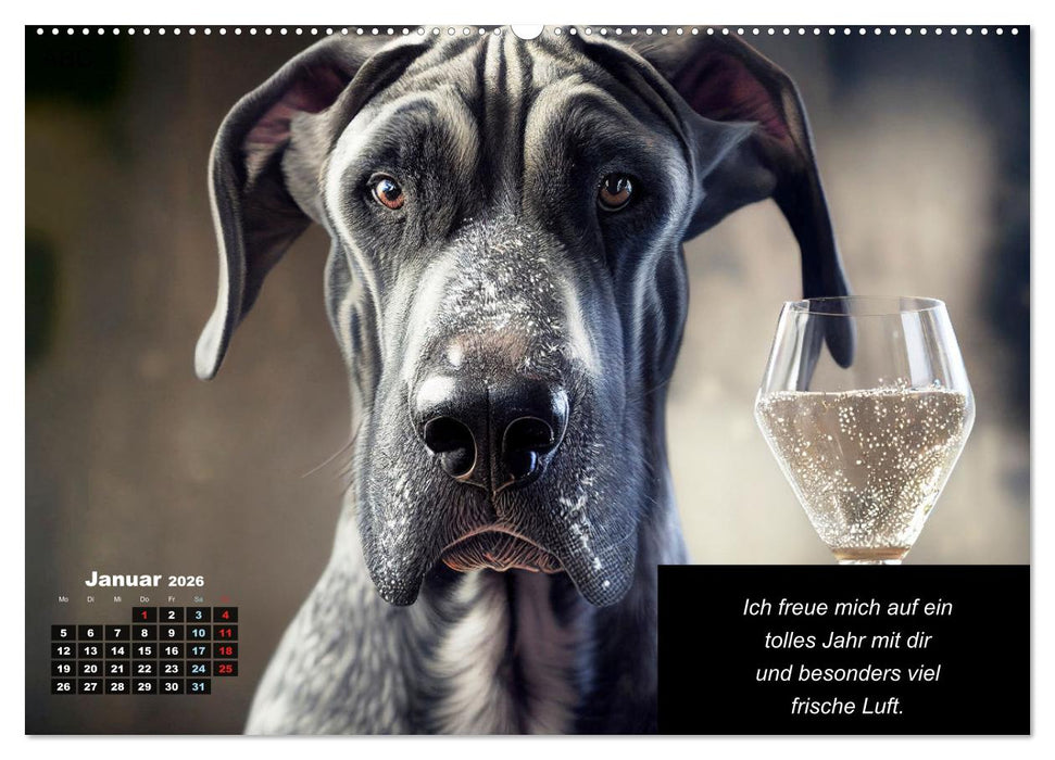 Der humoristische Dogge Kalender (CALVENDO Wandkalender 2026)