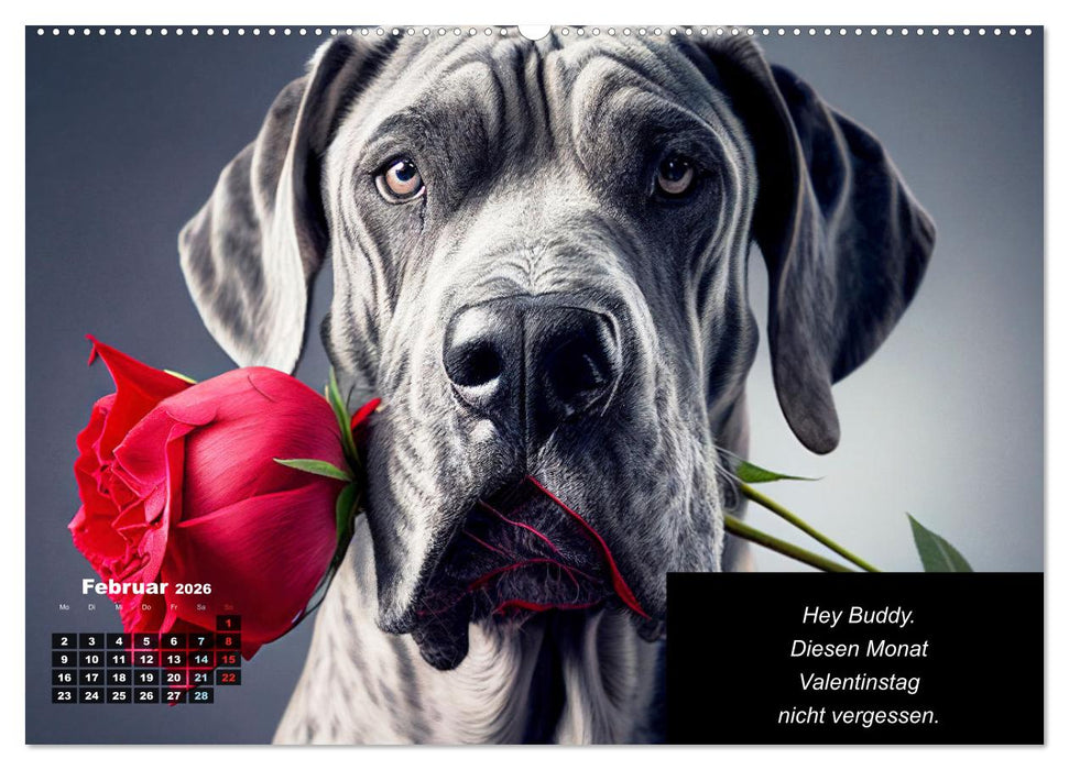 Der humoristische Dogge Kalender (CALVENDO Wandkalender 2026)