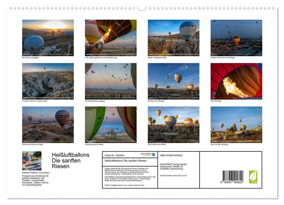 Heißluftballons Die sanften Riesen (CALVENDO Premium Wandkalender 2026)