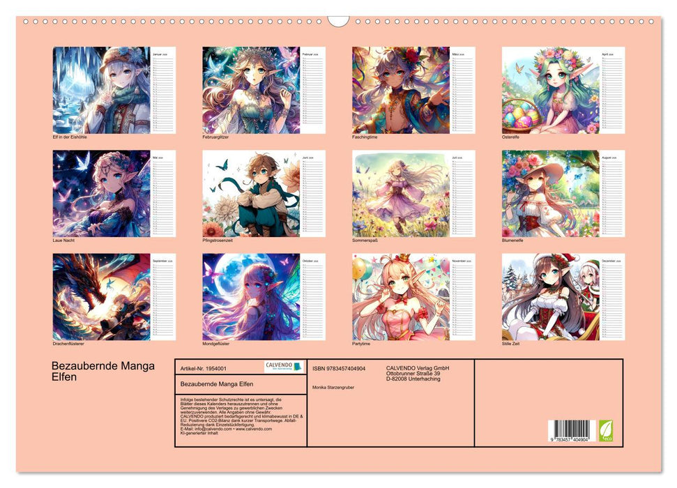 Bezaubernde Manga Elfen (CALVENDO Wandkalender 2026)