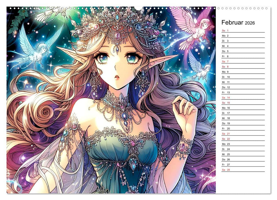 Bezaubernde Manga Elfen (CALVENDO Wandkalender 2026)