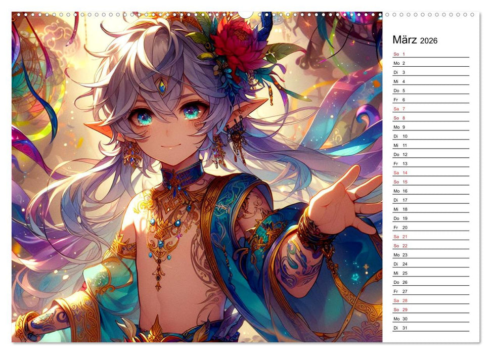 Bezaubernde Manga Elfen (CALVENDO Wandkalender 2026)