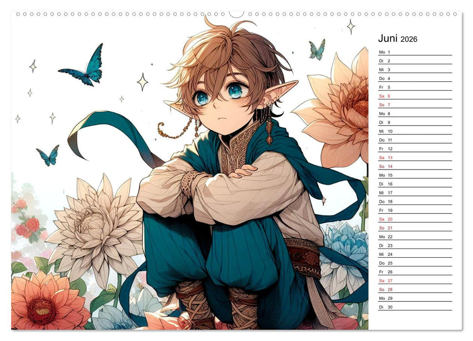 Bezaubernde Manga Elfen (CALVENDO Wandkalender 2026)