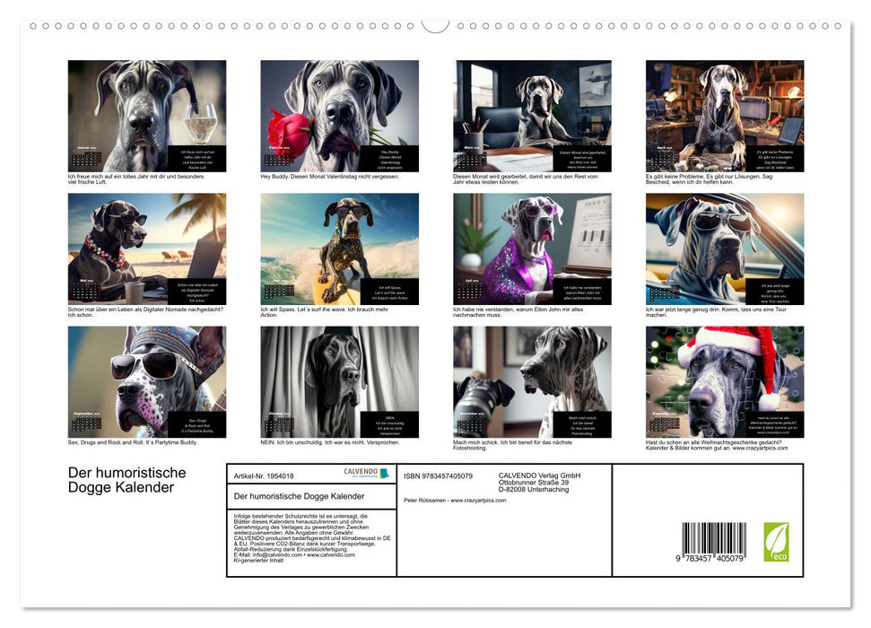 Der humoristische Dogge Kalender (CALVENDO Premium Wandkalender 2026)