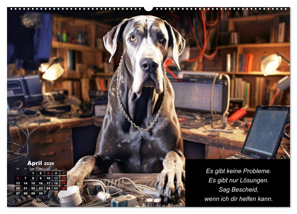 Der humoristische Dogge Kalender (CALVENDO Premium Wandkalender 2026)