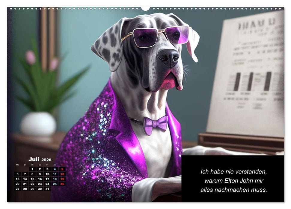 Der humoristische Dogge Kalender (CALVENDO Premium Wandkalender 2026)