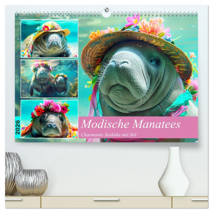 Modische Manatees. Charmante Seekühe mit Stil (CALVENDO Premium Wandkalender 2026)
