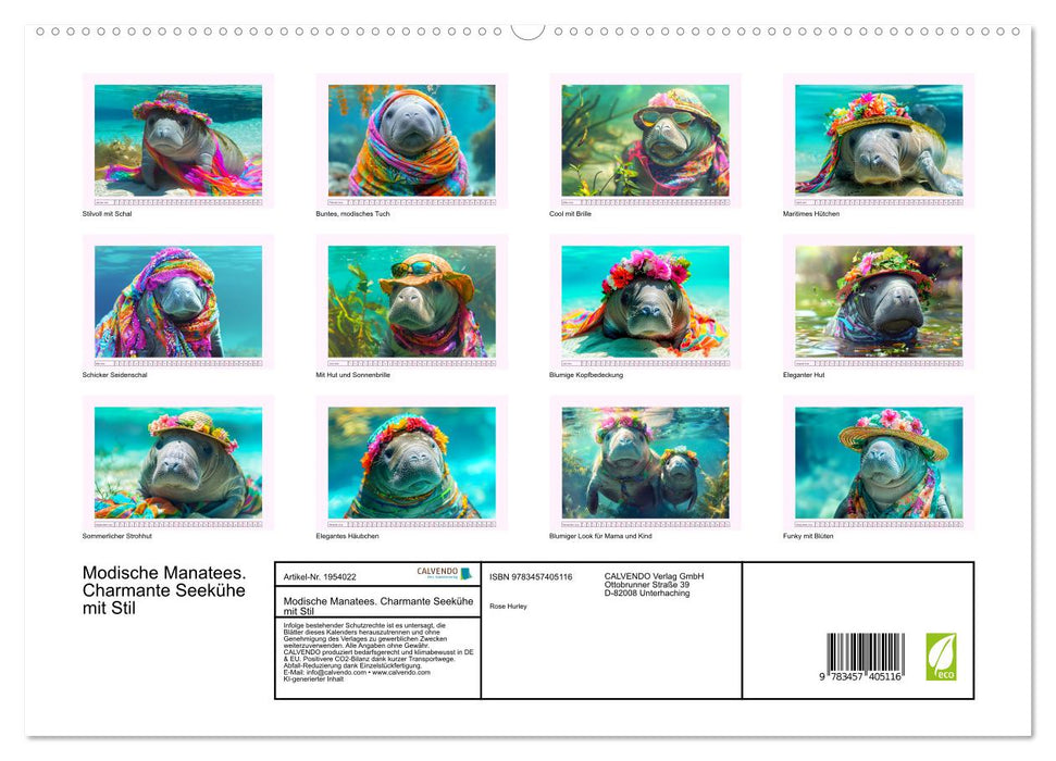 Modische Manatees. Charmante Seekühe mit Stil (CALVENDO Premium Wandkalender 2026)