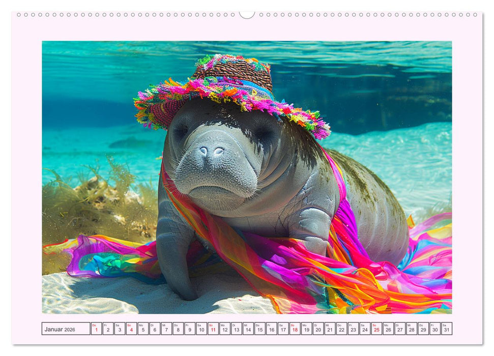 Modische Manatees. Charmante Seekühe mit Stil (CALVENDO Premium Wandkalender 2026)