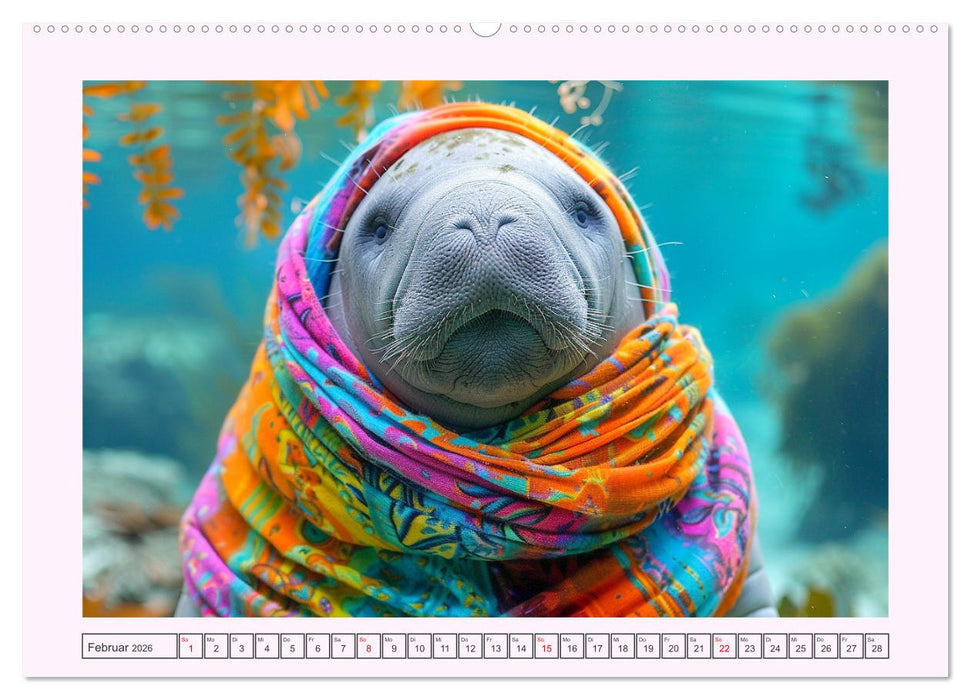 Modische Manatees. Charmante Seekühe mit Stil (CALVENDO Premium Wandkalender 2026)