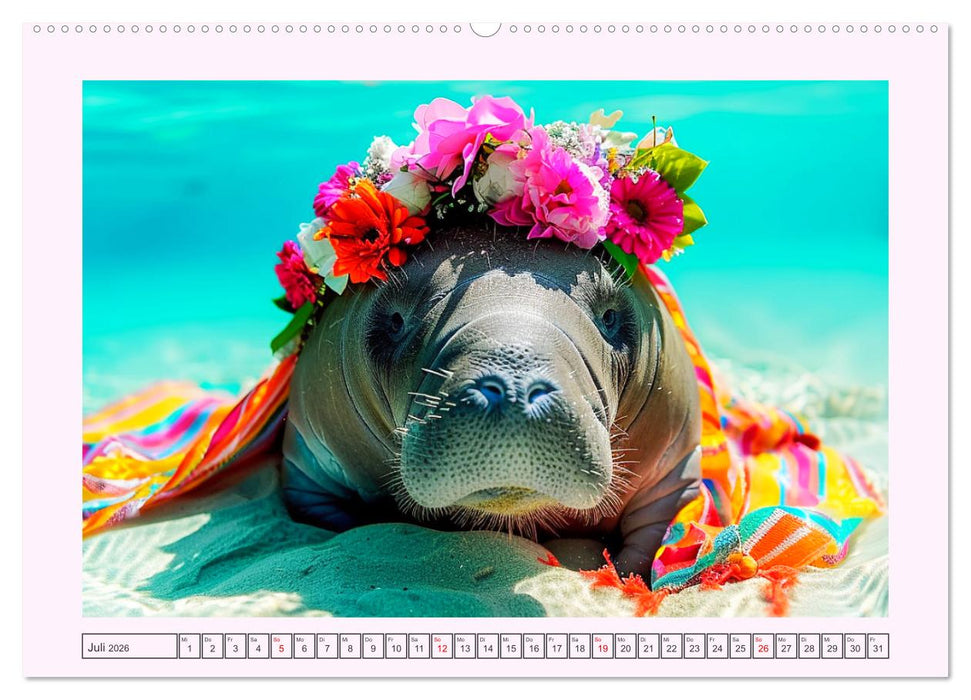 Modische Manatees. Charmante Seekühe mit Stil (CALVENDO Premium Wandkalender 2026)