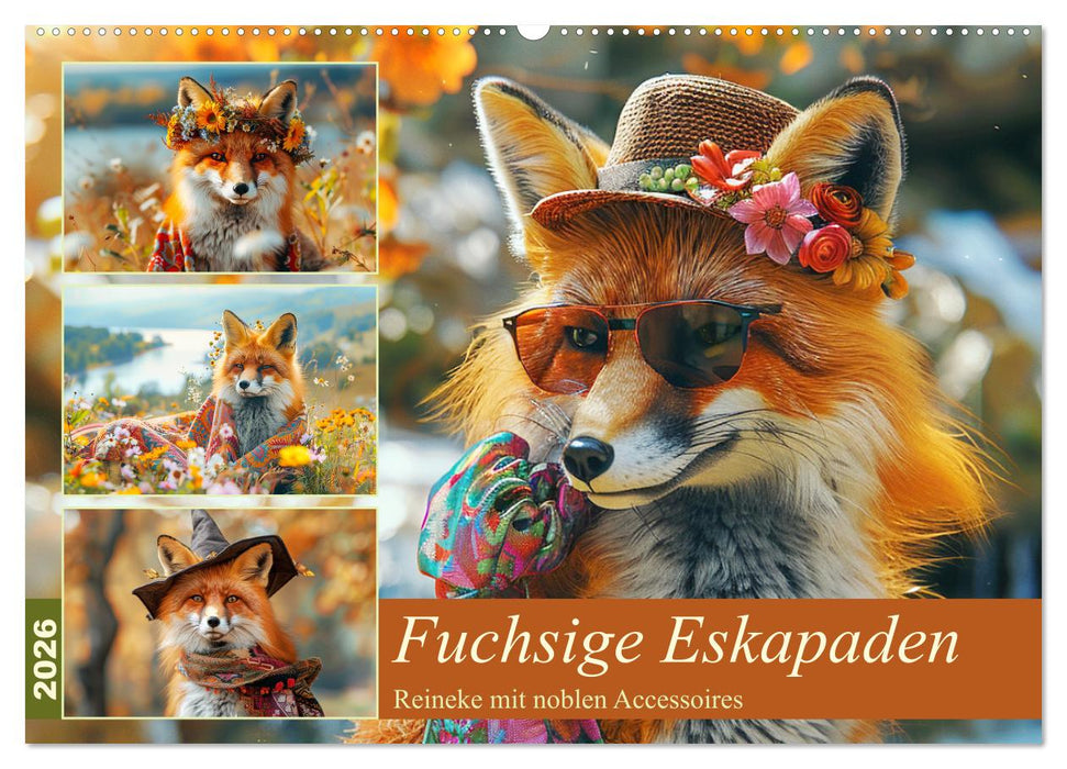 Fuchsige Eskapaden. Reineke mit noblen Accessoires (CALVENDO Wandkalender 2026)