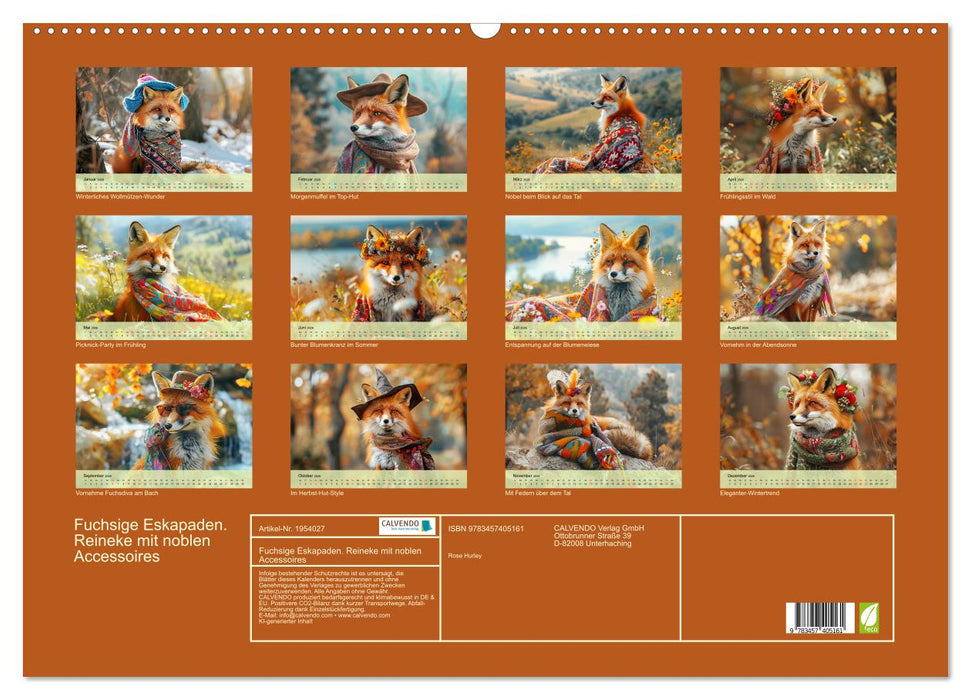 Fuchsige Eskapaden. Reineke mit noblen Accessoires (CALVENDO Wandkalender 2026)