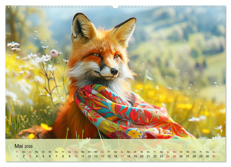 Fuchsige Eskapaden. Reineke mit noblen Accessoires (CALVENDO Wandkalender 2026)