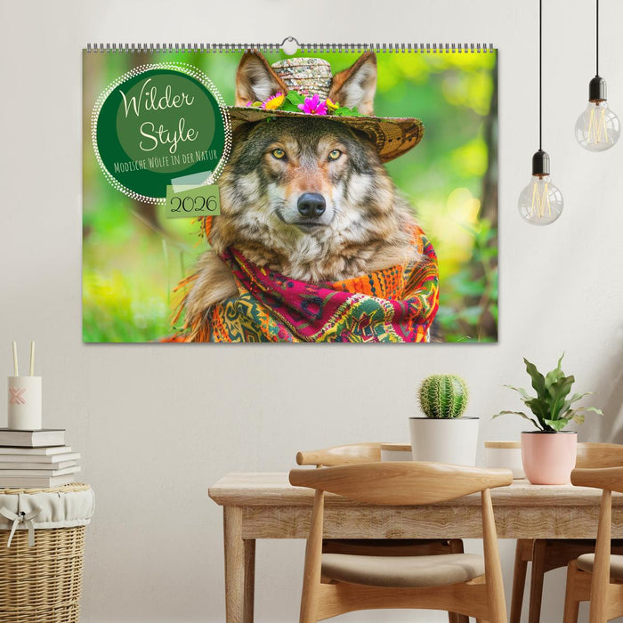 Wilder Style. Modische Wölfe in der Natur (CALVENDO Wandkalender 2026)