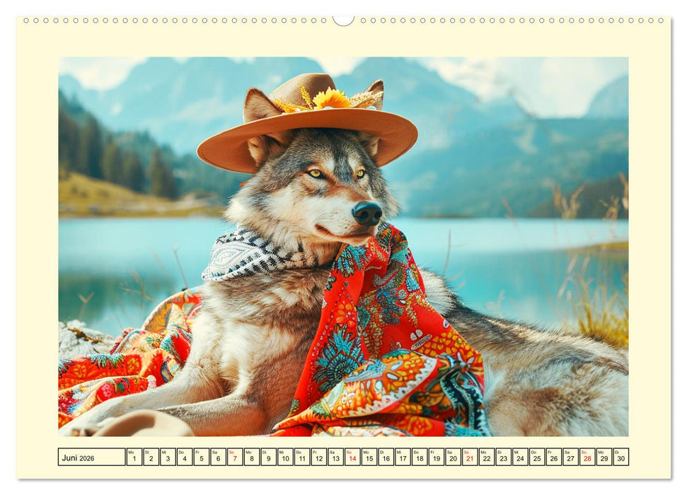 Wilder Style. Modische Wölfe in der Natur (CALVENDO Wandkalender 2026)