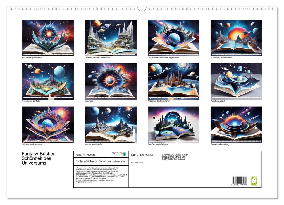 Fantasy-Bücher Schönheit des Universums (CALVENDO Wandkalender 2026)