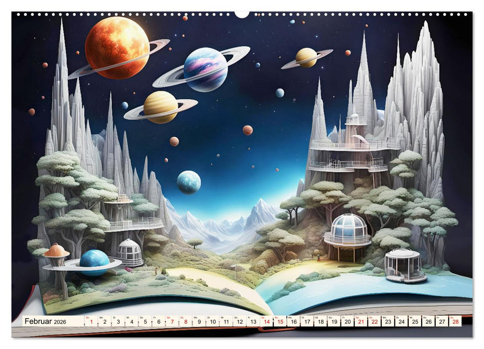 Fantasy-Bücher Schönheit des Universums (CALVENDO Wandkalender 2026)