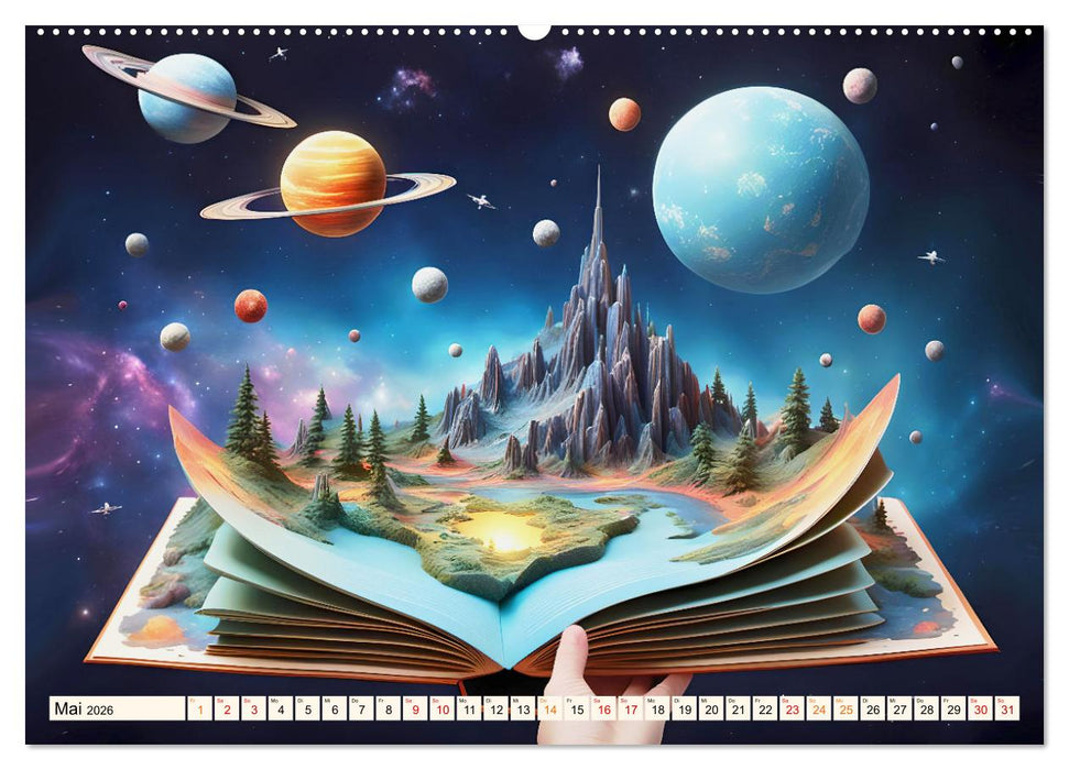 Fantasy-Bücher Schönheit des Universums (CALVENDO Wandkalender 2026)