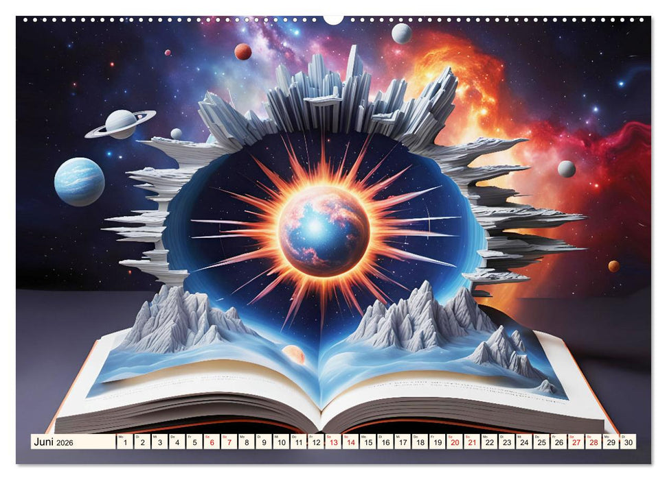 Fantasy-Bücher Schönheit des Universums (CALVENDO Wandkalender 2026)