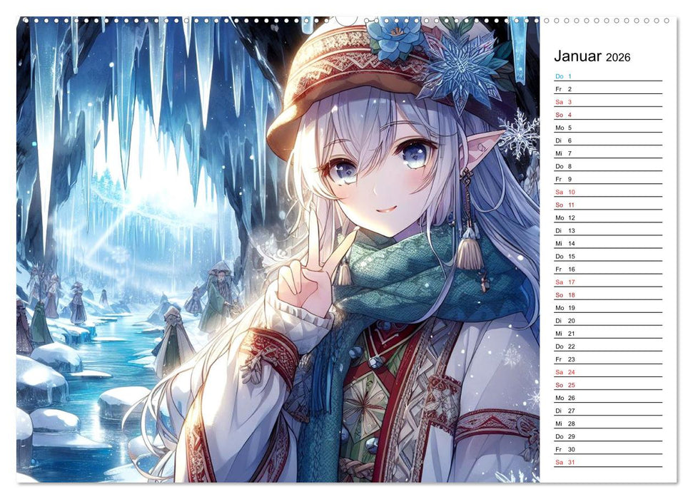 Bezaubernde Manga Elfen (CALVENDO Premium Wandkalender 2026)