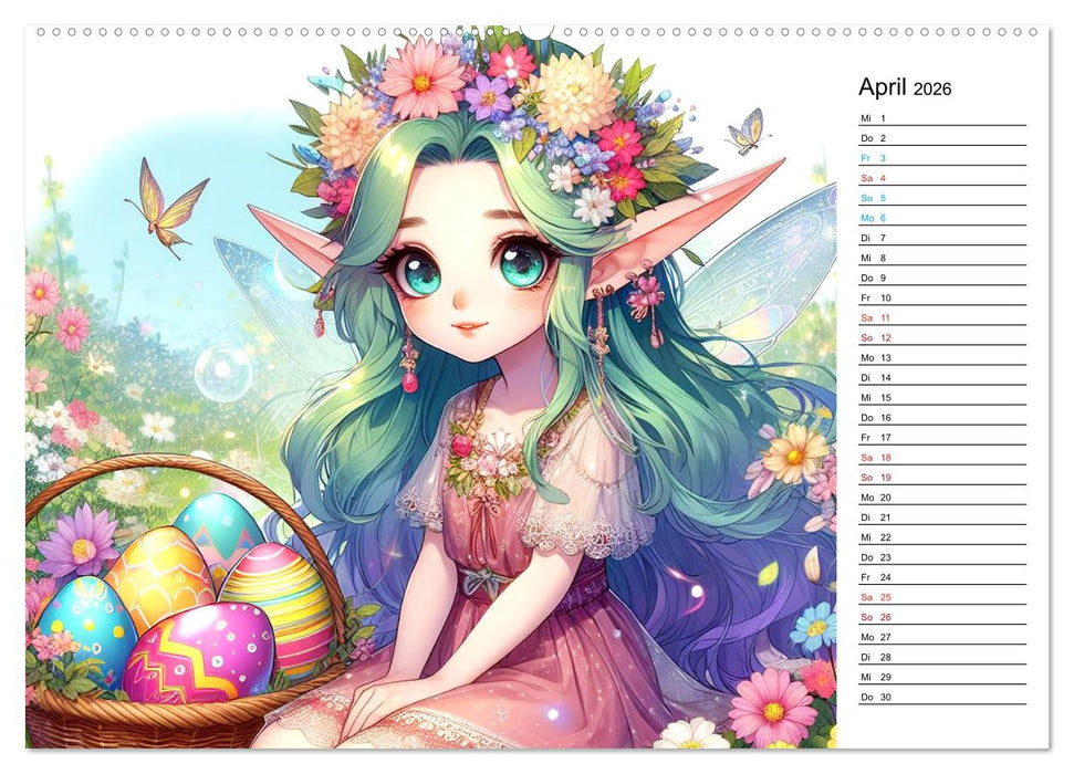 Bezaubernde Manga Elfen (CALVENDO Premium Wandkalender 2026)
