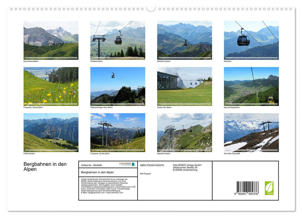 Bergbahnen in den Alpen (CALVENDO Premium Wandkalender 2026)