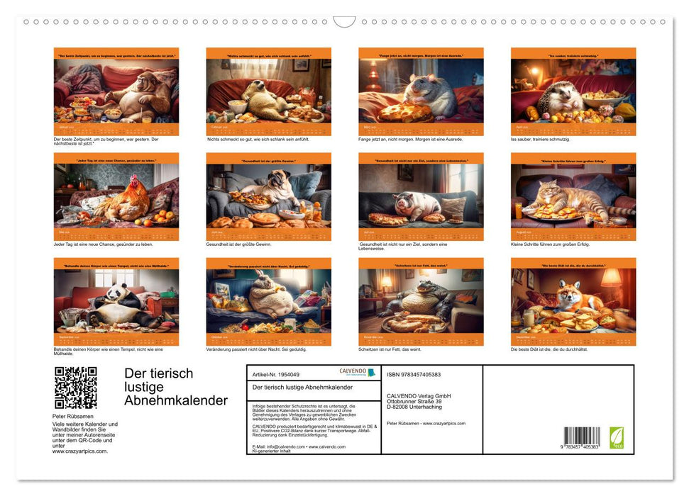 Der tierisch lustige Abnehmkalender (CALVENDO Wandkalender 2026)