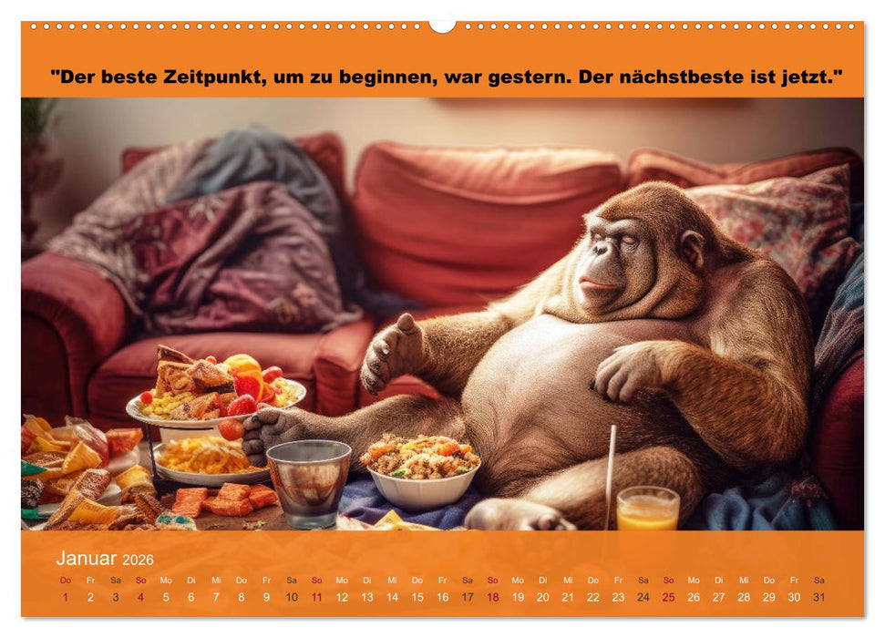Der tierisch lustige Abnehmkalender (CALVENDO Wandkalender 2026)