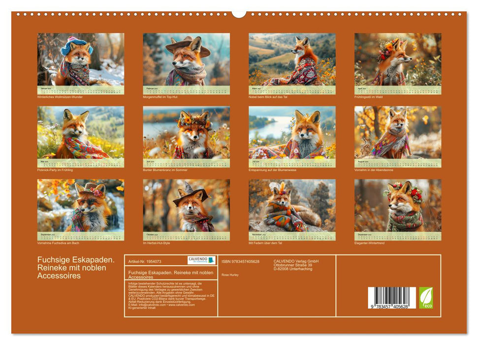 Fuchsige Eskapaden. Reineke mit noblen Accessoires (CALVENDO Premium Wandkalender 2026)