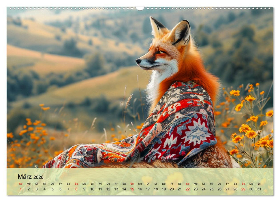 Fuchsige Eskapaden. Reineke mit noblen Accessoires (CALVENDO Premium Wandkalender 2026)
