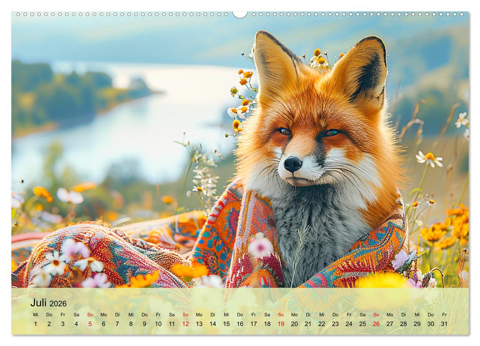 Fuchsige Eskapaden. Reineke mit noblen Accessoires (CALVENDO Premium Wandkalender 2026)
