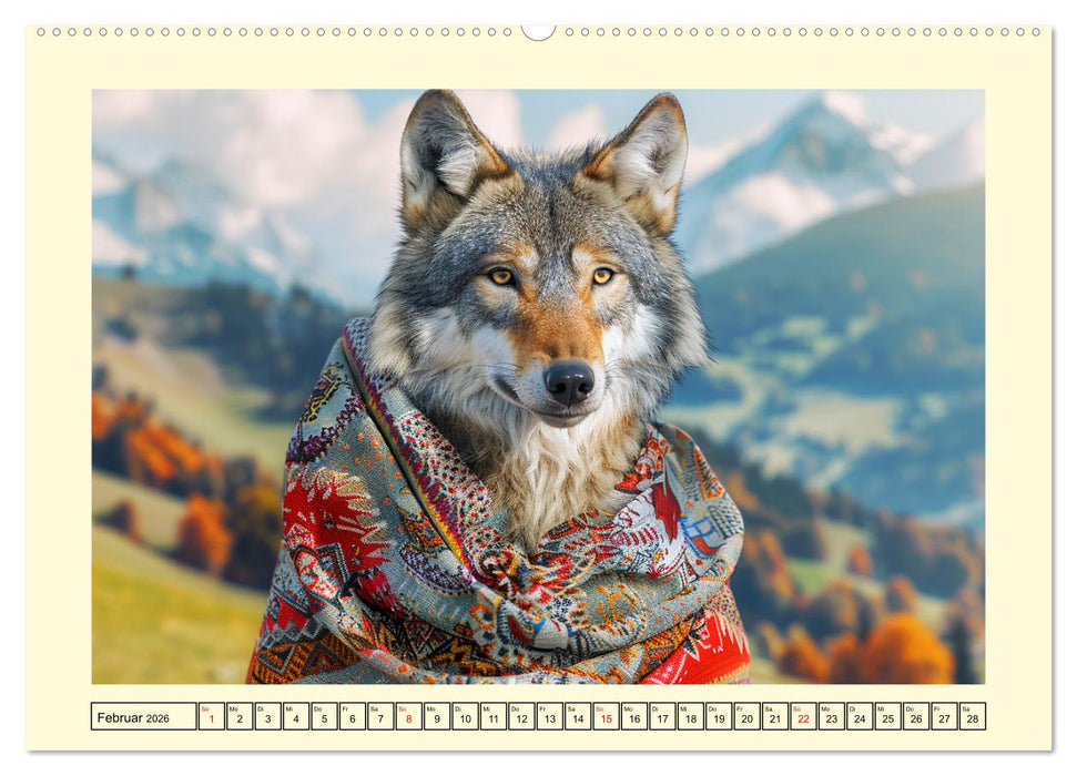 Wilder Style. Modische Wölfe in der Natur (CALVENDO Premium Wandkalender 2026)