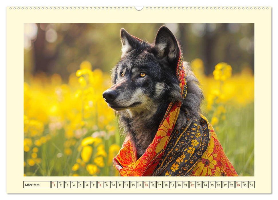 Wilder Style. Modische Wölfe in der Natur (CALVENDO Premium Wandkalender 2026)