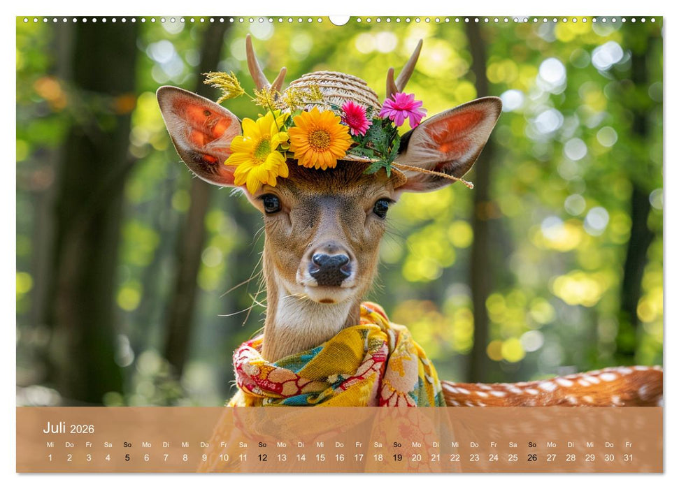 Waldtiere mit Stil. Tierische Trendsetter in der Natur (CALVENDO Premium Wandkalender 2026)