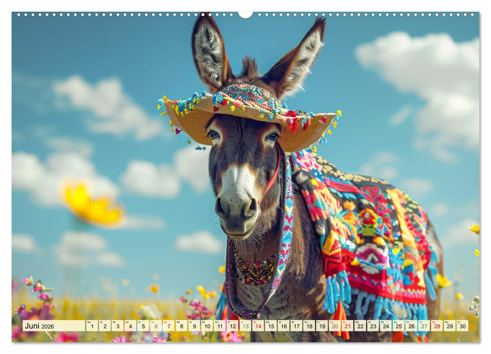 Esel mit Hut! Blumige Eleganz für ein modisches Märchen (CALVENDO Wandkalender 2026)