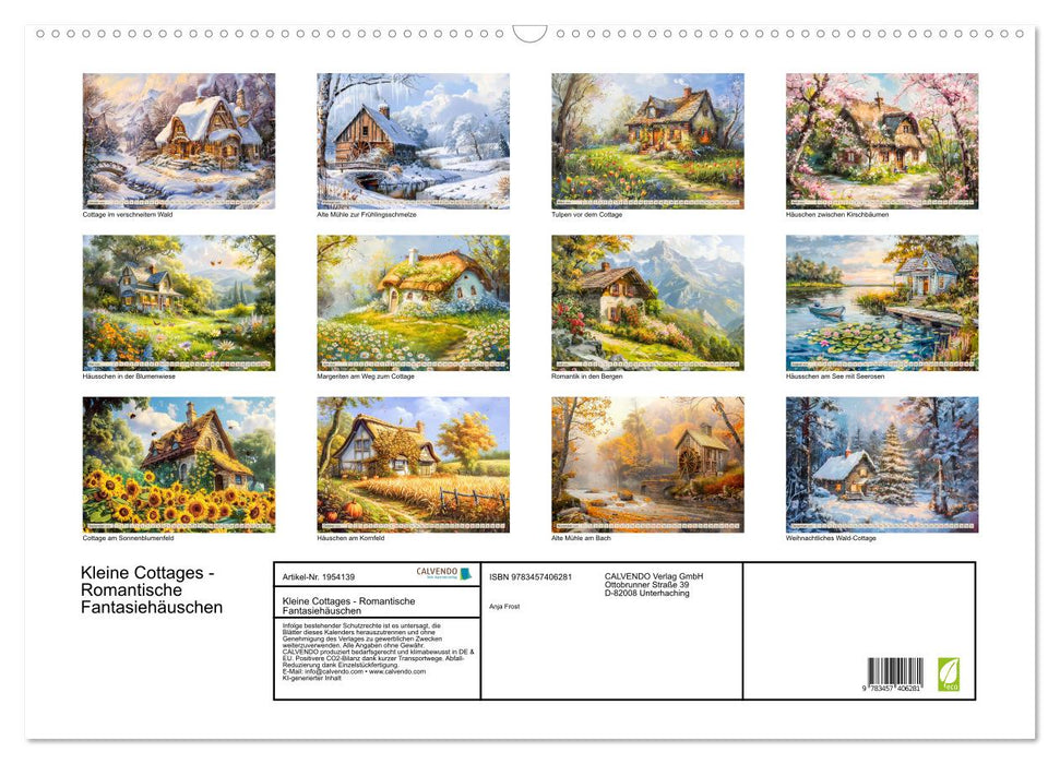 Kleine Cottages - Romantische Fantasiehäuschen (CALVENDO Wandkalender 2026)
