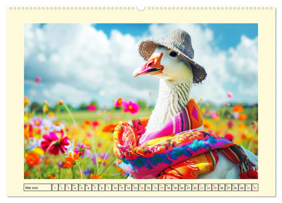 Elegante Modenschau auf dem Land. Bauernhoftiere als Fashion-Ikonen (CALVENDO Wandkalender 2026)