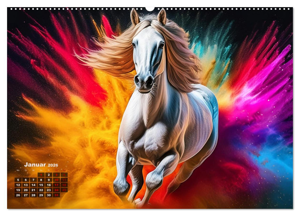 Pferde im Farbenrausch (CALVENDO Wandkalender 2026)
